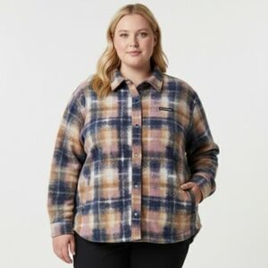 COLUMBIA Benton Springs Women's Plus Size 3x Fleece Shirt Jacket Multicolor  NWT